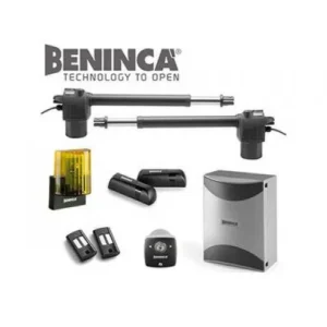 Beninca BILL50M swing gate motor kit with two operators, flashing light, photocells, remotes and control box