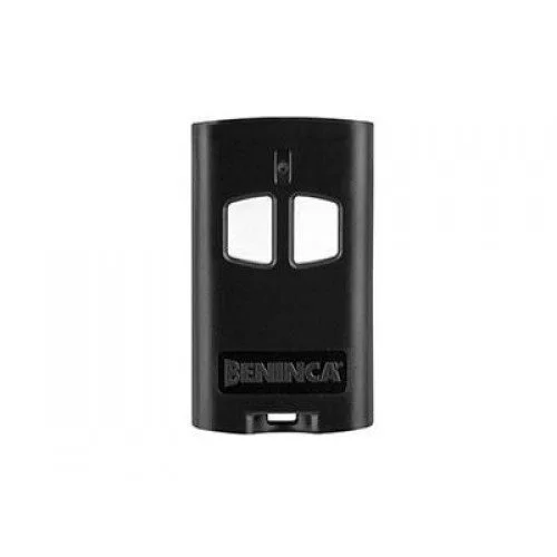 BENINCA TO.GO2A black two-button gate remote control for compatible automation systems.