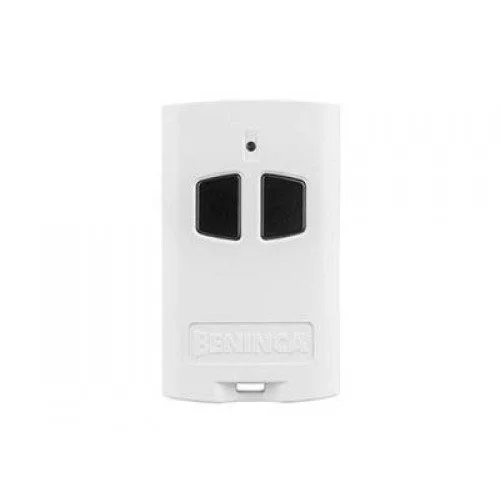 BENINCA TO.GO2AK white two-button gate remote with black controls for compatible automation systems.