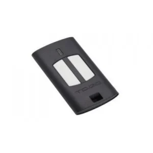 BENINCA TO.GO2WV black gate remote with two white buttons for compatible automation receivers.