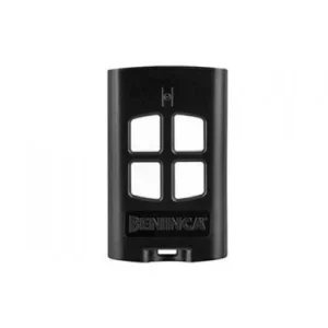BENINCA TO.GO4A black gate remote with four white buttons for compatible automation systems.