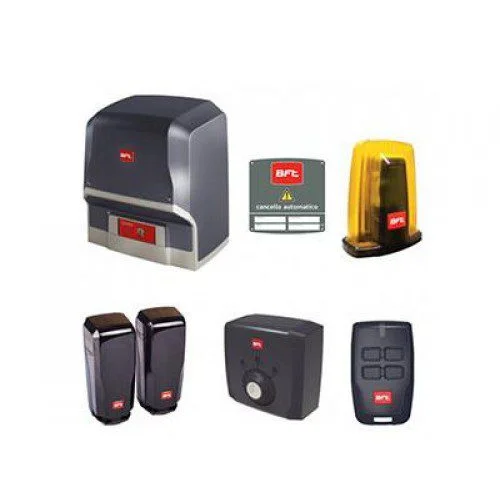 BFT ARES BT A1500 sliding gate motor kit with remote and warning light