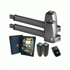 BFT ATHOS AC A25 swing gate motor kit with twin operators, control board, photocells and remote control