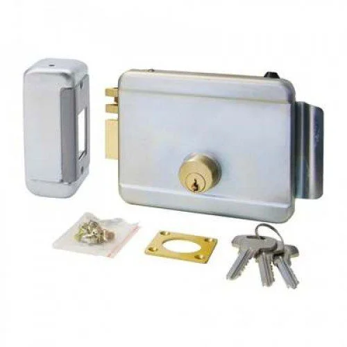 BFT ECB D121018 vertical electric lock kit with keys and fittings for automated swing gates.