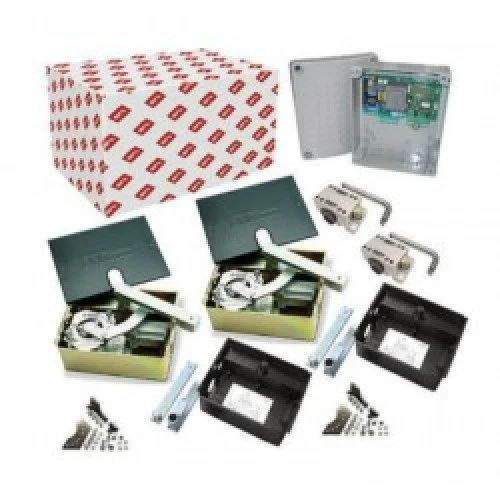 BFT ELI AC A40 underground swing gate kit with foundation boxes, control board, arms, keys and accessories