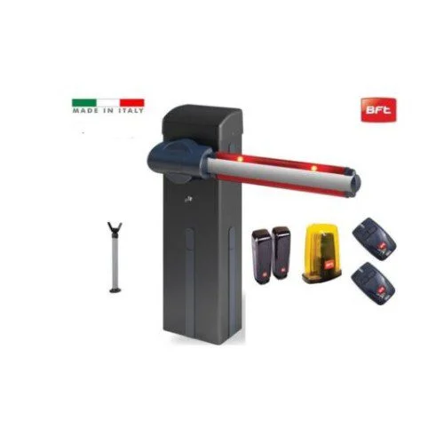 BFT Giotto BT A 60 U parking barrier kit with boom, remotes, photocells, and lamp
