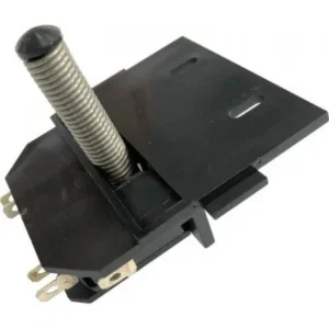 BFT spring limit switch assembly with threaded actuator and microswitches for sliding gate motors.