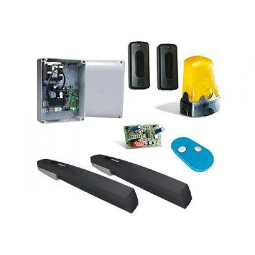 24V swing gate motor kit with dual actuators control unit beacon photocells and remotes for residential automation system