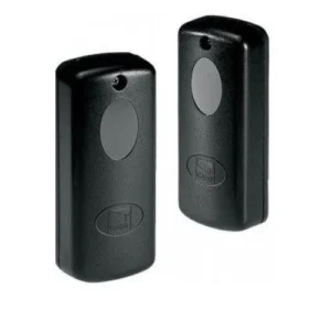 Pair of black CAME DIR10 surface-mounted photocell sensors for wired automatic gate safety detection over a 10 m range.