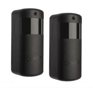 Pair of black CAME DXR20CAP adjustable photocell sensors for 20 m automatic gate and barrier safety detection.