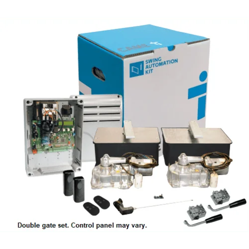 Underground swing gate automation kit with dual operators control board remotes and accessories