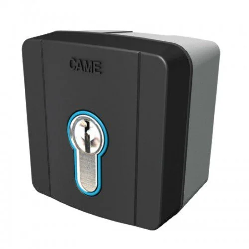 CAME SELD1FDG surface-mounted key selector with DIN cylinder and blue backlight for gate control