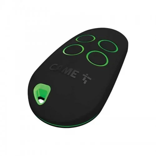 CAME TOPD4REN four-button dual-frequency rolling code gate remote control transmitter in black with green accents`