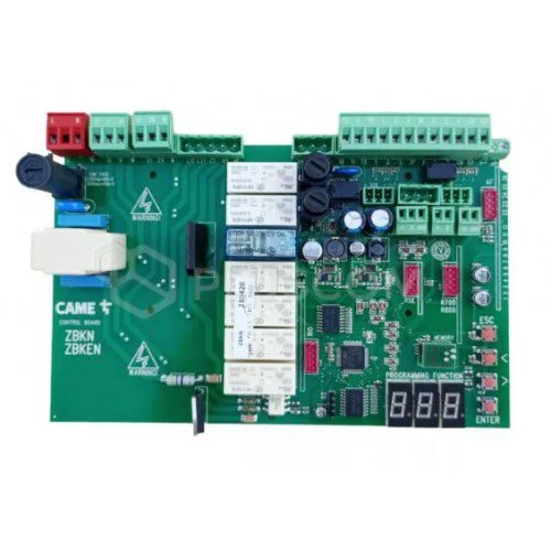 CAME ZBKN sliding gate control board with display, relays and terminal connectors