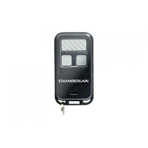 Chamberlain 956EV-P2 three-button keychain garage door remote control in dark grey with Security+2.0 encryption