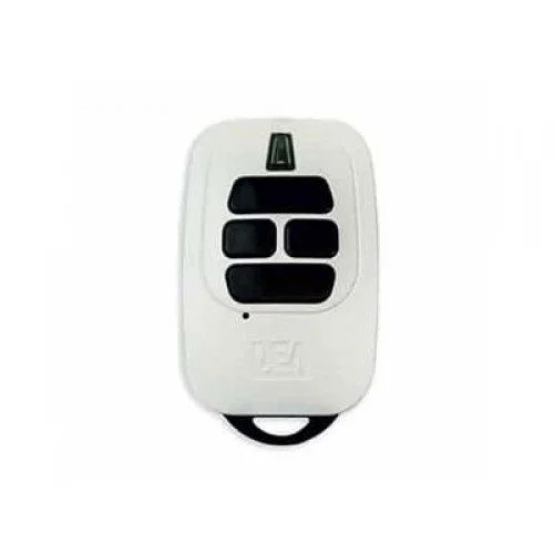 DEA GT4 four-button rolling code gate remote control transmitter in white with black buttons, LED indicator and DEA logo