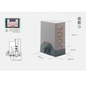 ERREKA RINO 1000kg sliding gate motor with dimensions and control display