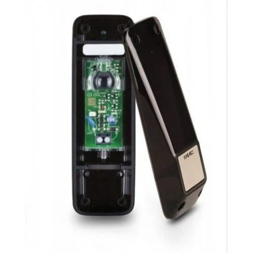 FAAC XP 20 D adjustable wall photocells shown open and closed for automatic gate safety detection over a 20 m range.