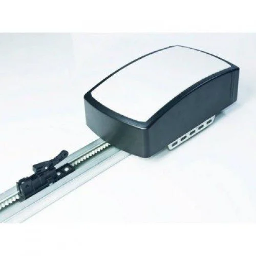 Force garage door opener motor connected to rail for automated garage access