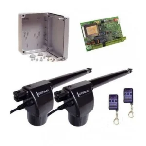 Genius EURO BAT400 swing gate motor kit with two linear operators, control board and remotes
