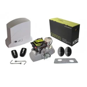 KINGgates Dynamos 500 sliding gate motor kit with remotes and safety accessories