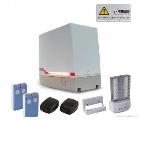 LIFE DEUS 6 HP sliding gate motor kit with remotes, photocells and warning light