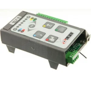 LIFE RG UNI RS DL 230V swing gate control board with programming buttons, indicators and terminal blocks.