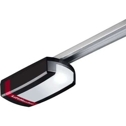 LiftMaster LM100EV garage door opener with rail and illuminated motor housing