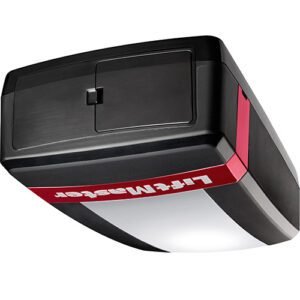 LiftMaster LM80EV garage door opener with black housing and illuminated LED cover