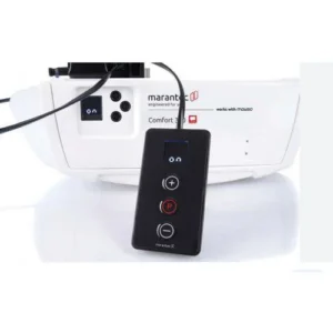 Marantec Comfort 360 garage door opener with remote control and front display
