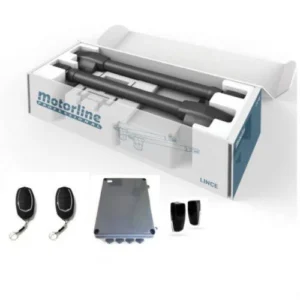 Motorline LINCE swing gate motor kit with boxed actuators, remotes, control box and sensors