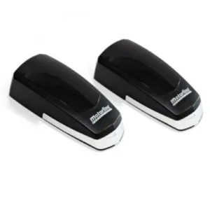 Pair of black MOTORLINE MF30 infrared photocell sensors for wired automatic gate, barrier, and garage door safety.