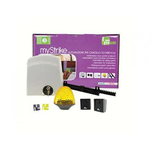 myGate myStrike 8 sliding gate motor kit with warning light, remotes and gear rack