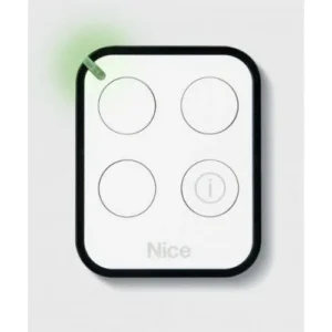 Nice Era One ON3EBD four-button bidirectional rolling code gate remote control in white with black rubber frame and green LED