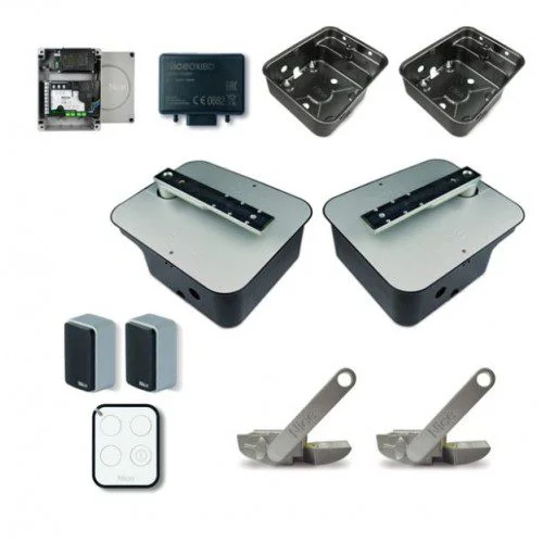 Nice L-FAB HS underground gate opener kit with motors, brackets and accessories