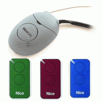 Nice OX2 receiver with cable and three compatible remote controls for gate automation systems