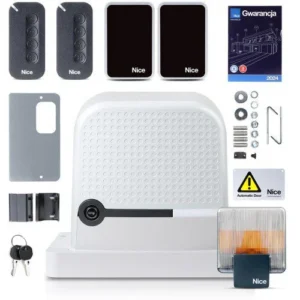 Nice Robus 400 sliding gate motor kit with remotes, photocells and warning light