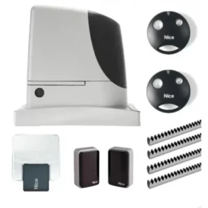 Nice RUN1800 sliding gate motor kit with remotes, photocells, rack strips and light