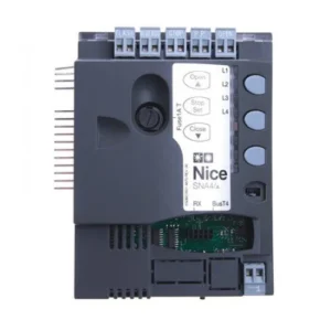 NICE SNA4 control board for SPIN40 and SN6041 garage door motors with labelled buttons and terminals.