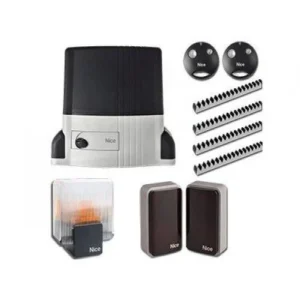 Nice Thor 1500 sliding gate motor kit with remotes, photocells, rack strips and light