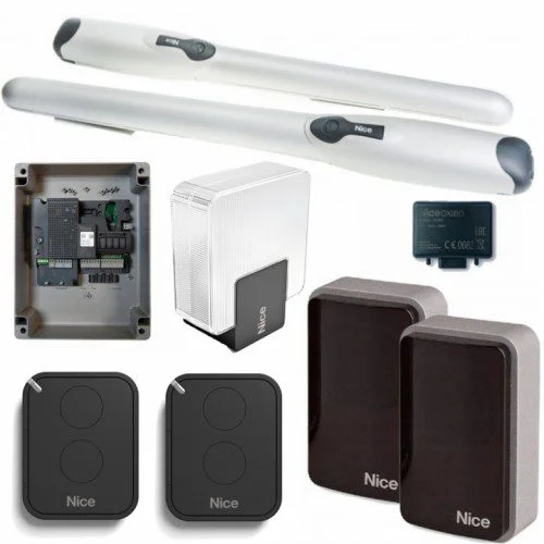 Nice Wingo 4 swing gate motor kit with control unit, remotes and photocells
