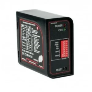 Nortech PD132 230V single-channel loop detector with red DIP switches for gate barriers.