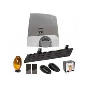 Proteco MEKO 8 sliding gate motor kit with rack strips, remotes and warning light