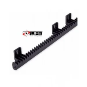 Black Roger Technology GA557 nylon rack with toothed profile for sliding gate automation systems.