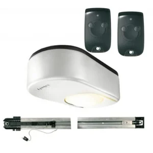 Somfy Dexxo Optimo RTS garage door motor kit with remotes and rail sections