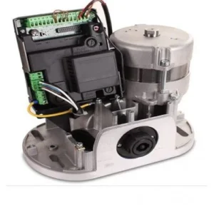 Somfy Elixo 500 sliding gate motor with integrated control board and visible wiring connections.