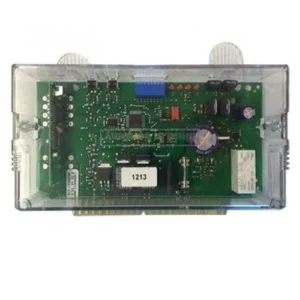 SOMMER 2081 replacement control PCB in a clear housing for compatible sliding and swing gate motors.