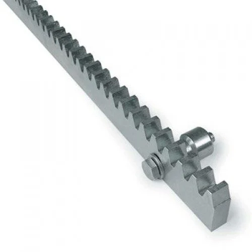 Galvanised STAGNOLI ACRM3 steel gear rack with fastening pawls for sliding gate automation.