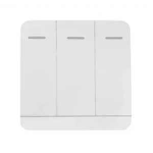 White three-button wireless wall switch for 433MHz gate, shutter, and access control systems.
